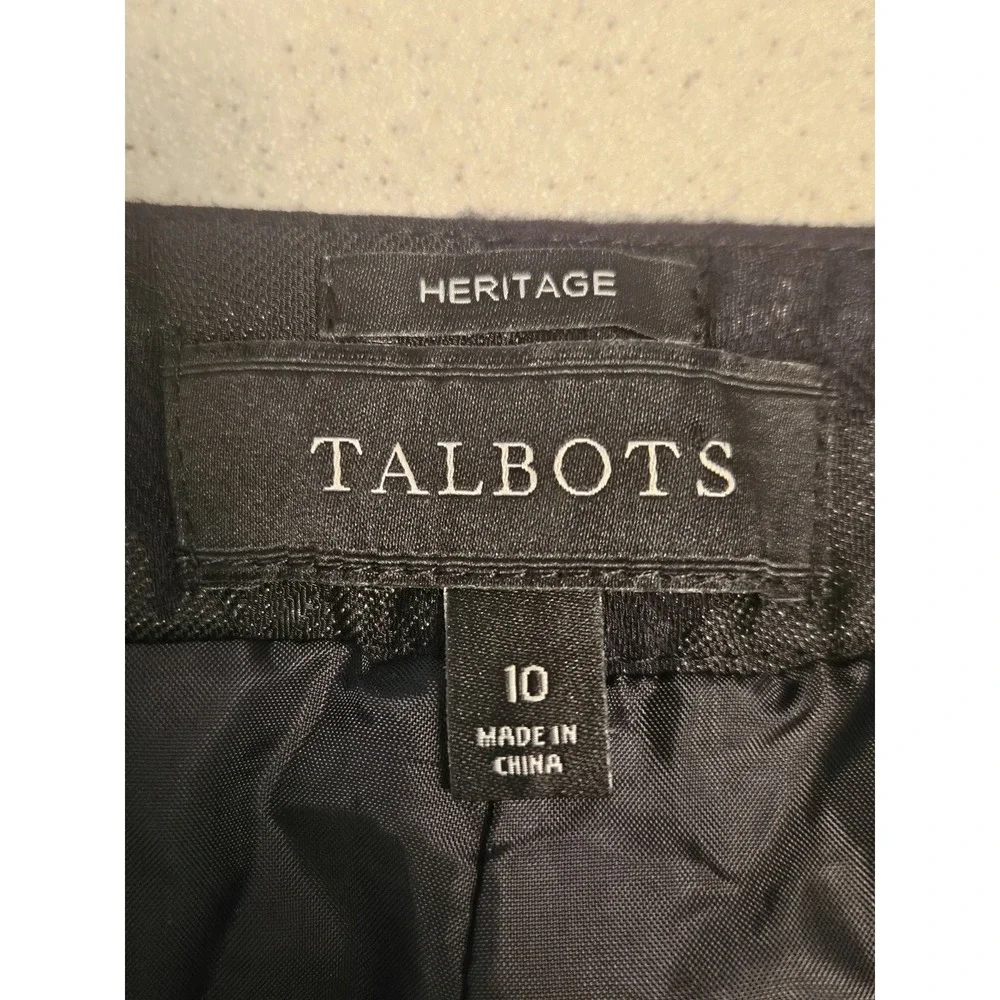Talbots Heritage Black Floral Jacquard Ankle Pants Side Zip Dress Trousers 10